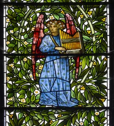 Nun Monkton, St Mary, Morris Marshall & Faulkner & Co, William Morris, Edward Burne-Jones, ängelmusiker, 1873